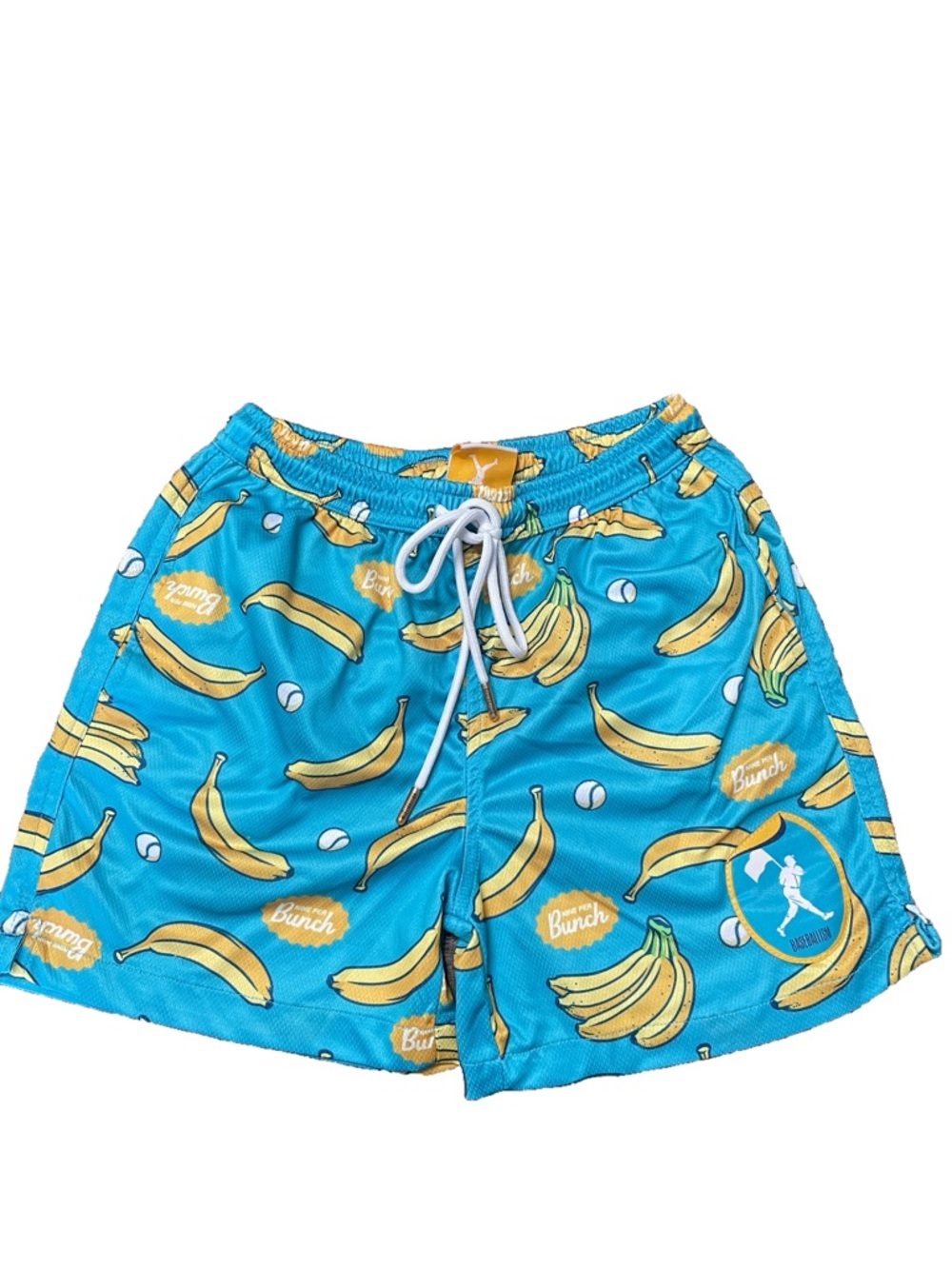 Baseballism Kids Teal Banana-Print Shorts with Drawstring